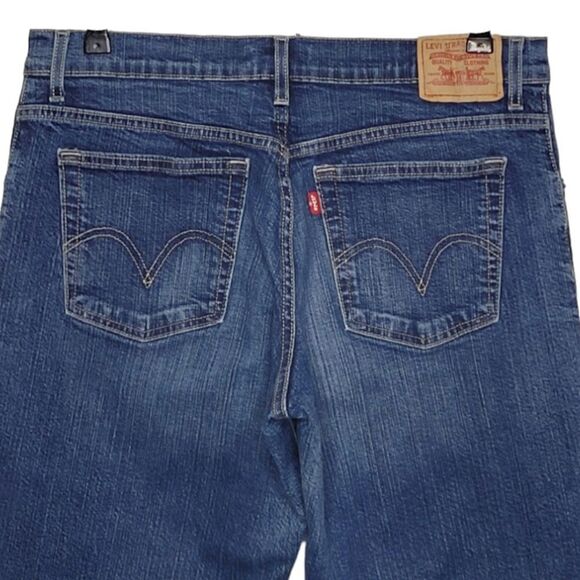 Levi's Dark Wash Relaxed 550 Boot Cut Denim Blue Jeans Size 12L - Picture 4 of 6